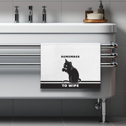 Fun Kitchen Towels-Remember To Wipe,Cat Bathroom Towels,Decorative Kitchen Towel,DishTowels For Kitchen Decorative,Cat Hand Towel -Suitable For Use And Decoration In Your Kitchen, Bathroom And Toilet