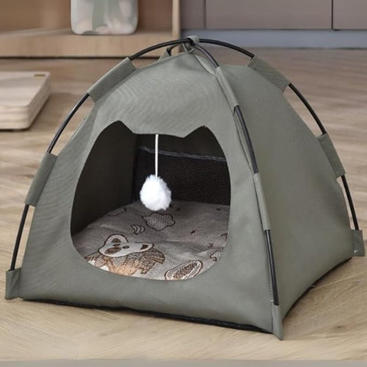 GLOBHARB Cat Tent, Cat Tent Bed, Tent for Cats, Cat Tent Bed for Indoor Cats, Tent for Cats Indoor, Mini Tent for Pets, Tiny Cat Tent, Cat House Tent, Tents for Cats, Mini Tent for Cats (Green, M)