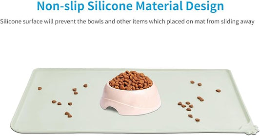 AUDWUD Silicone Waterproof Pet Feeding Mats,Anti Slip Bowl Pad,Dog Mat for Food and Water