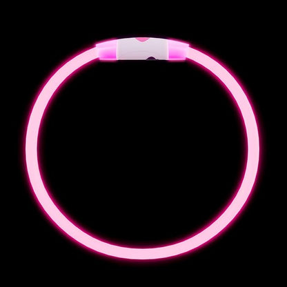 Rechargeable Reflective Pet Gear LED Dog Collar Light Up, Flashing Glowing Illuminated Collar for Night Walking, Neon Pet Collar with Light for Small/Medium/Large Dogs (Pink, 1-Pack)