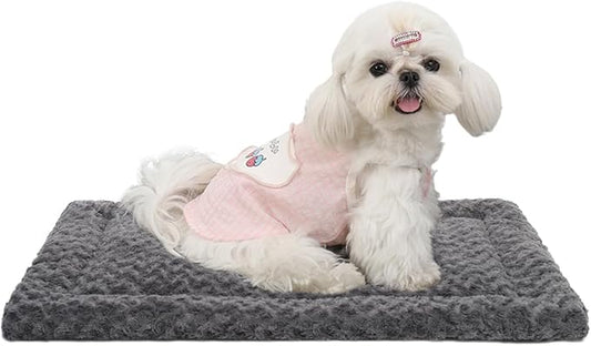 Washable Dog Bed Mat Pet Crate Pad Soft Fluffy Pet Kennel Beds Dog Sleeping Mattress for Large Jumbo Medium Small Dogs, 21 x 13 Inch, Gray