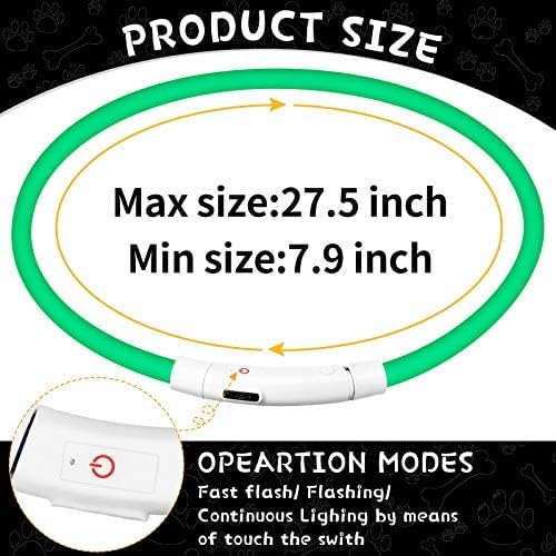 Weewooday 3 Pcs Dog Collar USB Rechargeable LED Light up Dog Collar Flash Waterproof Pet Necklace Pet Lights for Night Walking Adjustable Safety Necklace for Large Medium Small Puppy(3 Colors)