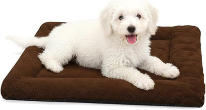 Dog Crate Pad Washable, Plush Anti-Slip Crate Mat for Medium Dogs, Cushioned Kennel Pad for Metal Dog Kennels, 30 x 20 Inch, Brown