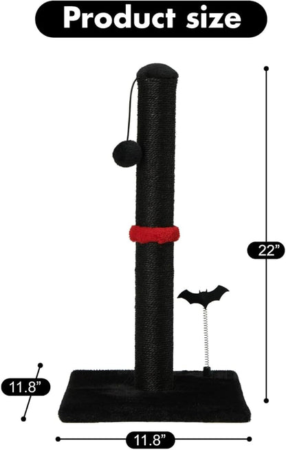 MECOOL Cat Scratching Post Premium Sisal Scratch Posts with Hanging Ball Vertical Scratcher for Indoor Cats and Kittens,Black