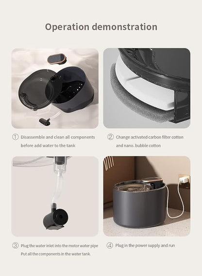102oz/3L Cat Water Fountain Inside,FRENDIPAW,Ultra-Quiet Pet Water Bowl Dispenser with Dual Filtration System, BPA-Free Automatic Dog Water Fountain for Cats & Small Dogs, Easy to Clean-for Pet