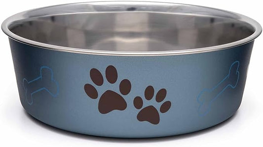 Loving Pets Bella Dog Bowls- Stainless Steel Dog & Cat Bowls - Spill Proof Dog Food Bowl, Cat Bowl, Puppy Essentials & Pet Supplies Great for Home & Travel (Medium 20-35 lbs, Blueberry)