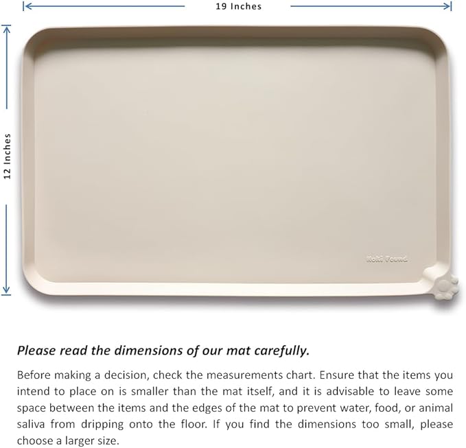 Hoki Found Silicone Pet Food Mat Tray - High-Lips Dog and Cat Bowl Mat - Waterproof Feeding Mat for Floors - Papayawhip
