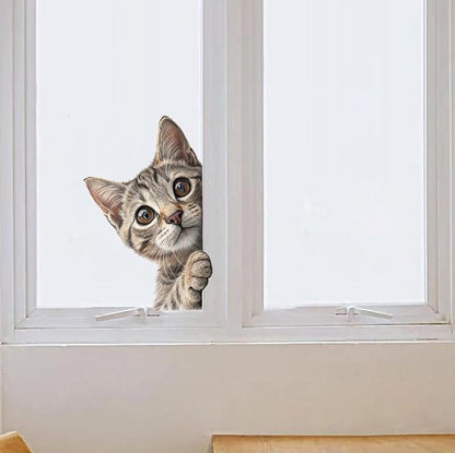 Peeping Cat Door Decal - Funny Removable Vinyl Sticker for Glass Door & Window, Cute Animal Privacy Wall Art, Waterproof Home Decor for House, Apartment Z-115