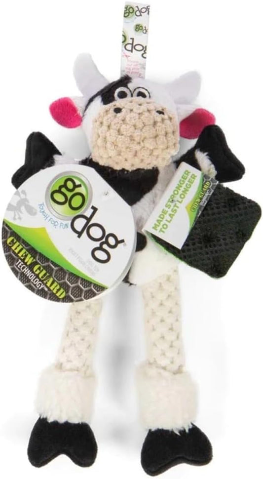 goDog Checkers Skinny Horse Squeaky Plush Dog Toy, Chew Guard Technology - Brown, Large