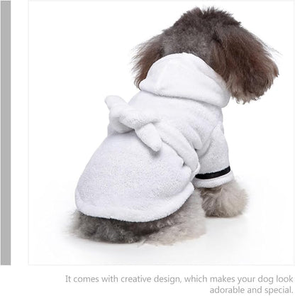 POPETPOP Dog Robes for After Bath, Quick Drying and Super Absorbent Pet Bathrobe, Soft Comfortable Pet Nightwear for Puppy Small Dogs Cats (White, XL)
