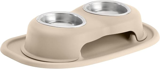 WeatherTech Double High Pet Feeding System - Elevated Dog/Cat Bowls - 3 inch High Tan (DHC0803TNTN)