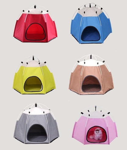 Cute Cat Teepee Cave, Cat Tent Foldable Indoor Outdoor with Thick Mat,Puppy Bed Tent,Bunny Pet Tent Teepee,Portable Dog House Teepee Tent, Cat Bed,Dog Bed Tent,Puppy Bunny,Pet Tent Teepee (F, L)