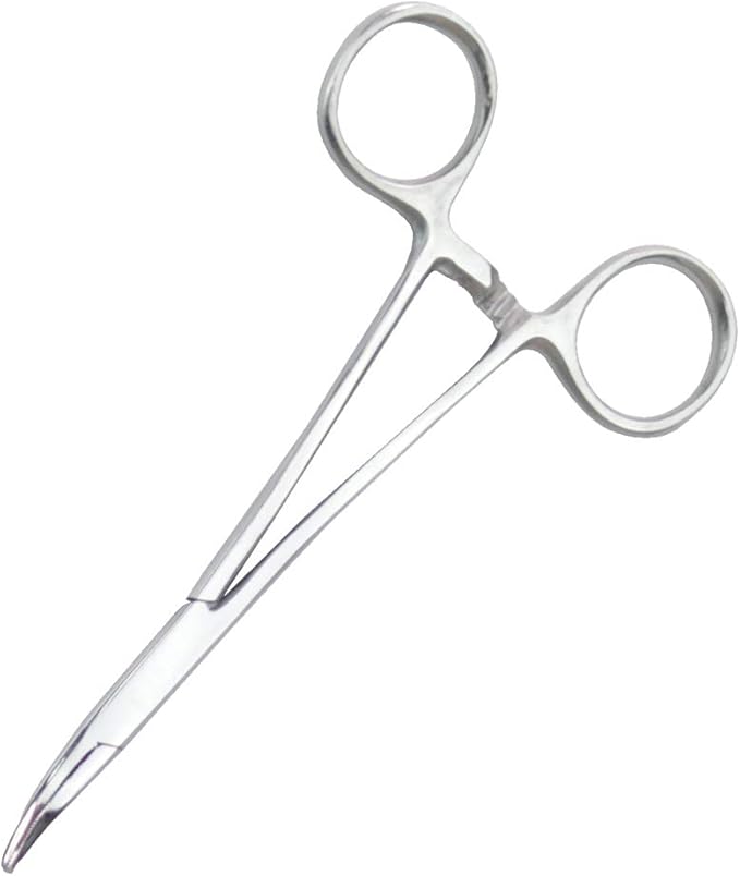 Pets ears/nose hair Puller Straight & Curved full serrated, stainless steel Home Hemostat Locking Forceps, Professional pet grooming tool for cats & dogs 2pcs set