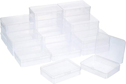 SATINIOR 24 Packs Small Clear Plastic Beads Storage Containers Box with Hinged Lid for Storage of Small Items, Crafts, Jewelry, Hardware(4.45 x 3.3 x 1.18 Inches)