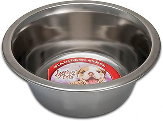 Loving Pets Standard Stainless Dish Dog Bowl, 3-Quart