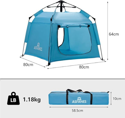 Outdoor Pet Automatic Camping Tent, Pop up Cave Bed for Indoor Cats and Small Dogs, Portable Cat House Dog House, Sky Blue.