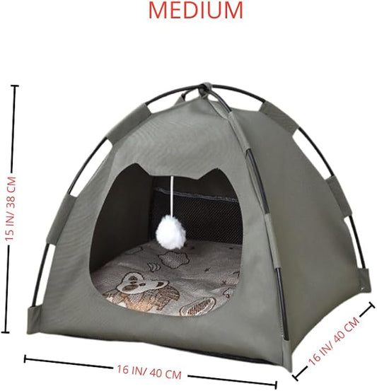 GLOBHARB Cat Tent, Cat Tent Bed, Tent for Cats, Cat Tent Bed for Indoor Cats, Tent for Cats Indoor, Mini Tent for Pets, Tiny Cat Tent, Cat House Tent, Tents for Cats, Mini Tent for Cats (Green, M)