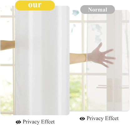 NICETOWN Non-See-Through White Privacy Sheer Curtains 102 inches Long 2 Panels, 52" Wide Grommet Window Curtains Drapes for Living Room Bedroom- Home Decoration Light Filtering Elegant Window Drapes