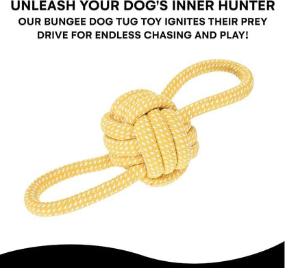 Dog Bungee Tug Toy, Hanging Tether Tug of War for Various of Dogs to Exercie and Play, Outdoor Retractable Dog Rope with Cotton Chew Toy (Green Strap)
