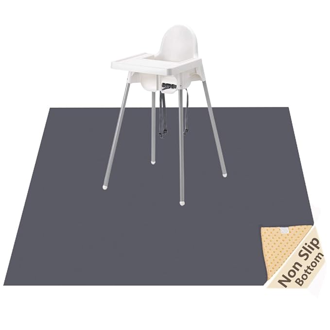 Splat Mat for Under High Chair/Arts/Crafts, WOMUMON Washable Spill Mat Waterproof Anti-Slip Floor Protector Splash Mat, Messy Mat and Table Cloth