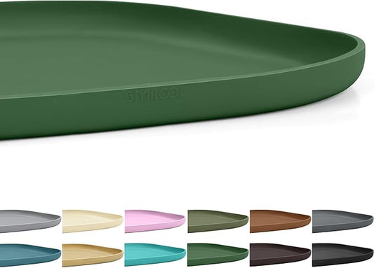 Small Silicone Pet Food Mat with Raised Edge for Food and Water Bowl, Square Dog Feeding Mats, Cat Food Trays for Floor Waterproof, Rubber Tray for Dogs and Cats, 12 x 12 x 0.7 Dark Olive