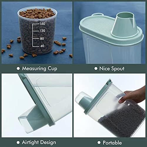 Citylife 2 PCS 2.5 LB Dog Food Containers Small Pet Cat Food Storage Container Pour Spout Measuring Cup Bird Dry Food Dispenser with Lid