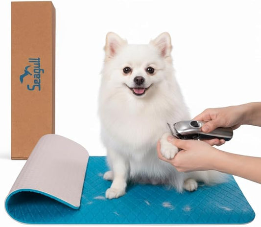 Seagull Multipurpose Foam Rubber Pet Grooming Table Mat 16 x 24 Inch Dog Grooming Mat for Table Cat Grooming Mat Dog Bath Mat Pet Vet Mat Non Slip Soft Waterproof Light Blue