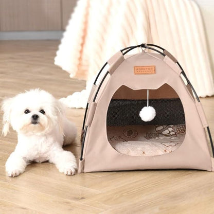 Cute Cat Teepee Cave, Cat Tent Foldable Indoor Outdoor with Thick Mat,Puppy Bed Tent,Bunny Pet Tent Teepee,Portable Dog House Teepee Tent, Cat Bed,Dog Bed Tent,Puppy Bunny,Pet Tent Teepee (S, S)