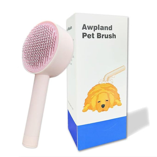 Cat Brush, Gentle Self Cleaning Pet Brush with Release Button for Cats and Dogs, Easy to Remove Loose Hair Daily Grooming Tool During Shedding Season