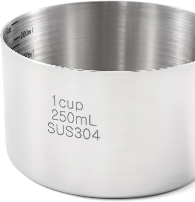 Stainless Steel Pet Food Scoop – 1 Cup Measuring Cup for Dogs & Cats, 304 Stainless Steel, with Precision Scale Markings (1Cup(250ml))