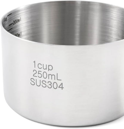 Stainless Steel Pet Food Scoop – 1 Cup Measuring Cup for Dogs & Cats, 304 Stainless Steel, with Precision Scale Markings (1Cup(250ml))
