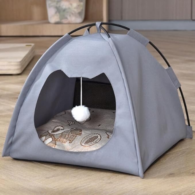 GLOBHARB Cat Tent, Cat Tent Bed, Tent for Cats, Cat Tent Bed for Indoor Cats, Tent for Cats Indoor, Mini Tent for Pets, Tiny Cat Tent, Cat House Tent, Tents For Cats, Mini Tent for Cats (BLUE-GRAY, L)