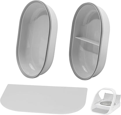 Replacement Mat & Bowl Set for Automatic Microchip Pet Feeder & Connect, 1 Split, 1 Flat Bowl and 1 Mat, Keep Food Fresh, Protect Cat Feeder, Easy to Clean(Grey)