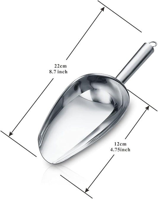 Berglander Stainless Steel Ice Scoop 6 OZ, Metal Ice Scooper For Ice Maker, Multipurpose For Candy Kitchen Bar Party Wedding Pet Animal Dog Food Scoop Beach Shovel (Silver)