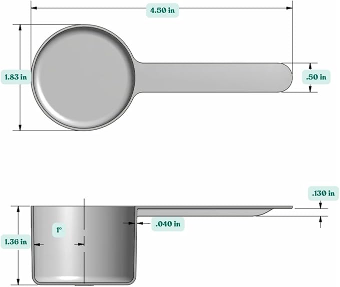 50 mL (50 CC | 1.69 Oz.) Long Handle Plastic Measuring Scoop for Coffee, Protein Powder, Pet Food, Spices, Grains, Dry Goods – Food-Grade BPA-Free (Pack of 1)