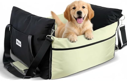 Dog Carseat for Small Dogs – Harness-Compatible Pet Travel Accessory, Portable Travel Bed & Pet Car Carrier Bag, Easy Install, Washable Dog Booster Seat for Small Dogs