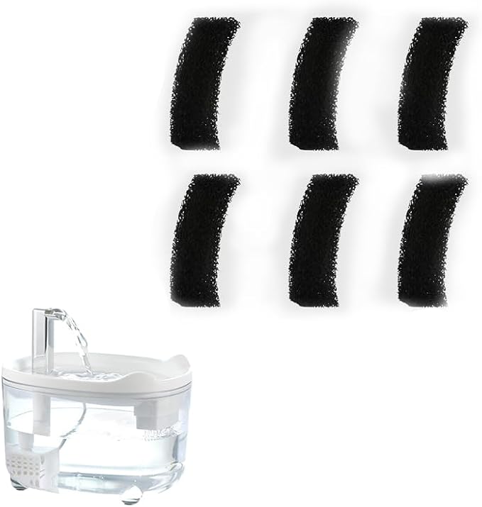 Cat Water Fountain - Automatic 50oz Pet Water Fountain 6PCS Replacement Filters for Cats & Dogs Water Fountain (Replacement Filters, M)