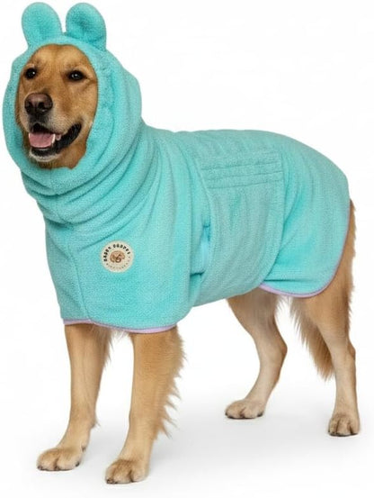 DERPYCHAPPY Premium Dog Towel Robe & Dog Bathrobe for Drying Dogs Made in Korea | Super Absorbent Quick & Adjustable Microfiber Bath Towel for Cats & Puppy Robes After Bath | Soft Warm Coat (Mint,M)