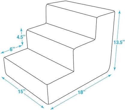 Best Pet Supplies Dog Stairs & Steps - Foam Steps for Small Dogs & Cats, Non-Slip Indoor Balanced Pet Step Support, Dog Ramp, No Assembly, Paw Print on Beige, 3-Step (13.5-inch Height)