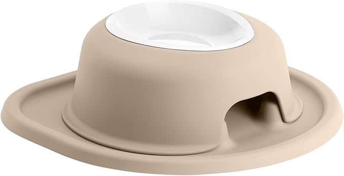 WeatherTech Single High Pet Feeding System w/Plastic Dog/Cat Bowls - 3" High Stand Tan (PSH0803TNTN)