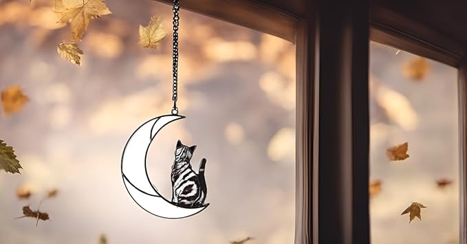 Handcrafted Stained Glass Tabby Cat Memorial Suncatcher - American Shorthair Keepsake, Memorial Gift for Cat Lovers