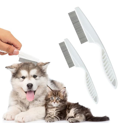 Pet Hair Comb, 2025 New Multifunctional Pet Grooming Brush Pet Hair Comb Tear Stain Removal, Fine-Tooth Stainless Grooming Massage Comb Stainless for Small Dogs Puppies