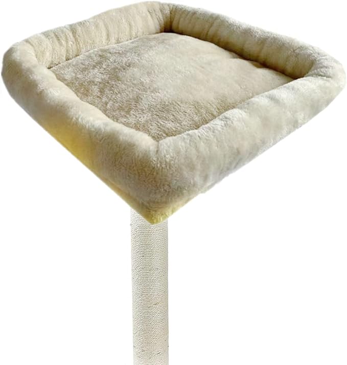 SHENGOCASE Cat Tree Tower Accessories Replacement Parts Top Cushion Bed Cover for Cat Perch with Elastic Band (11.8" x 15.7", Beige)
