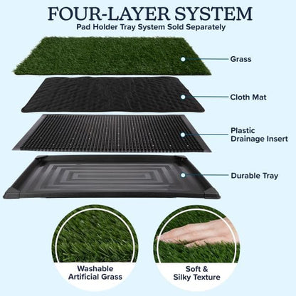 Artificial Grass Puppy Pee Pad for Dogs and Small Pets - Set of Three 41x27 Inch, Reusable 4-Layer Turf Pads for Dogs - Indoor and Outdoor Fake Grass Potty Pet Supplies by PETMAKER