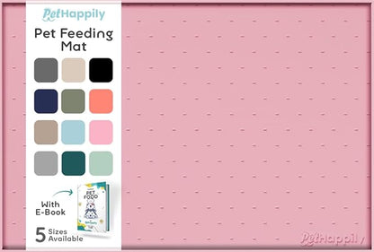 Dog Food Mat - 28x18 Raised Edges Dogs Mat for Food and Water Prevent Spill, Waterproof Cat Food Mats Protect Floors, Easy Clean Dog Bowl Mats for Food and Water, Silicone Pet Feeding Placemats Pink