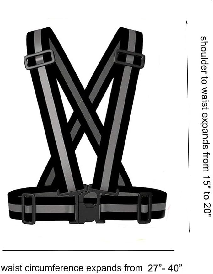 Reflective Vest Running Gear 2Pack, High Visibility Adjustable Safety Ves for Night Cycling,Hiking, Jogging,Dog Walking
