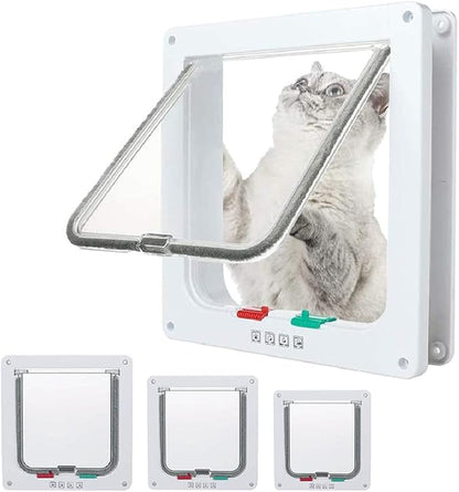 EGETOTA Cat Door Flap Extra Large (Outer Size 11" x 9.8"), 4 Way Locking for Interior Exterior Doors, Weatherproof Pet Door for Cats Doggie Kitties & Kittens, Easy Installation