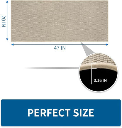 MontVoo Kitchen Rugs and Mats Non Skid Washable, Absorbent Runner Rugs for Kitchen, Front of Sink, Kitchen Mats for Floor(LightBeige, 20"x47")
