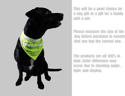 2 Pack Reflective Dog Bandana for Night Safety - High Visibility Adjustable Dog Scarf in Orange/Yellow, Fits Small Medium Large Dogs(Medium)