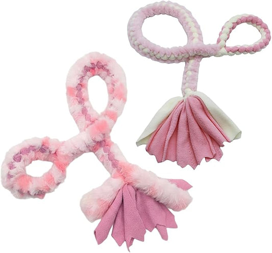 Baba&Nana Braided Fleece Dog Tug Toy (1PC), Assorted Colors Dog Rope Toy, Interactive Tug of War Dog Toy for Large & Medium & Agility Dogs - New and Old tug Rope Shipped Randomly! (Pink/Faux Fur)